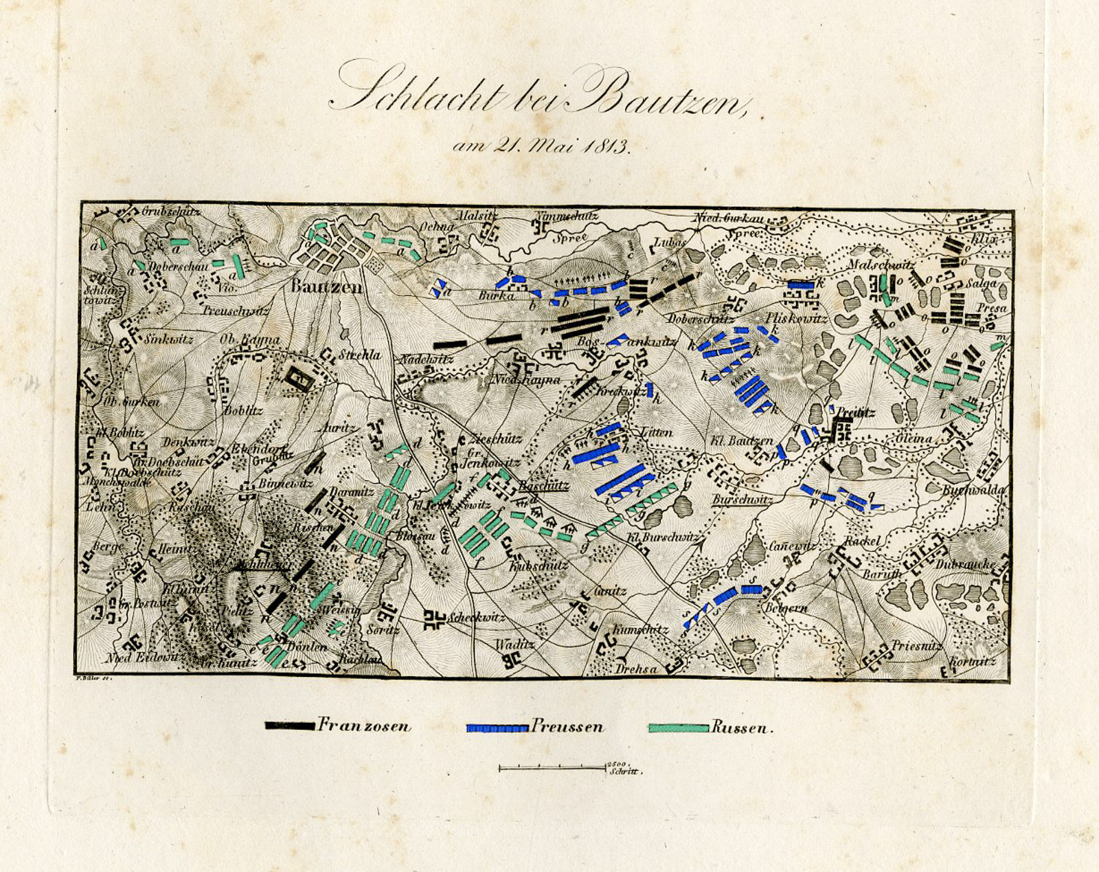 Pco 21746 416x330 Antique Map-BATTLE OF BAUTZEN-GERMANY-Biller-von Rothenburg-1837