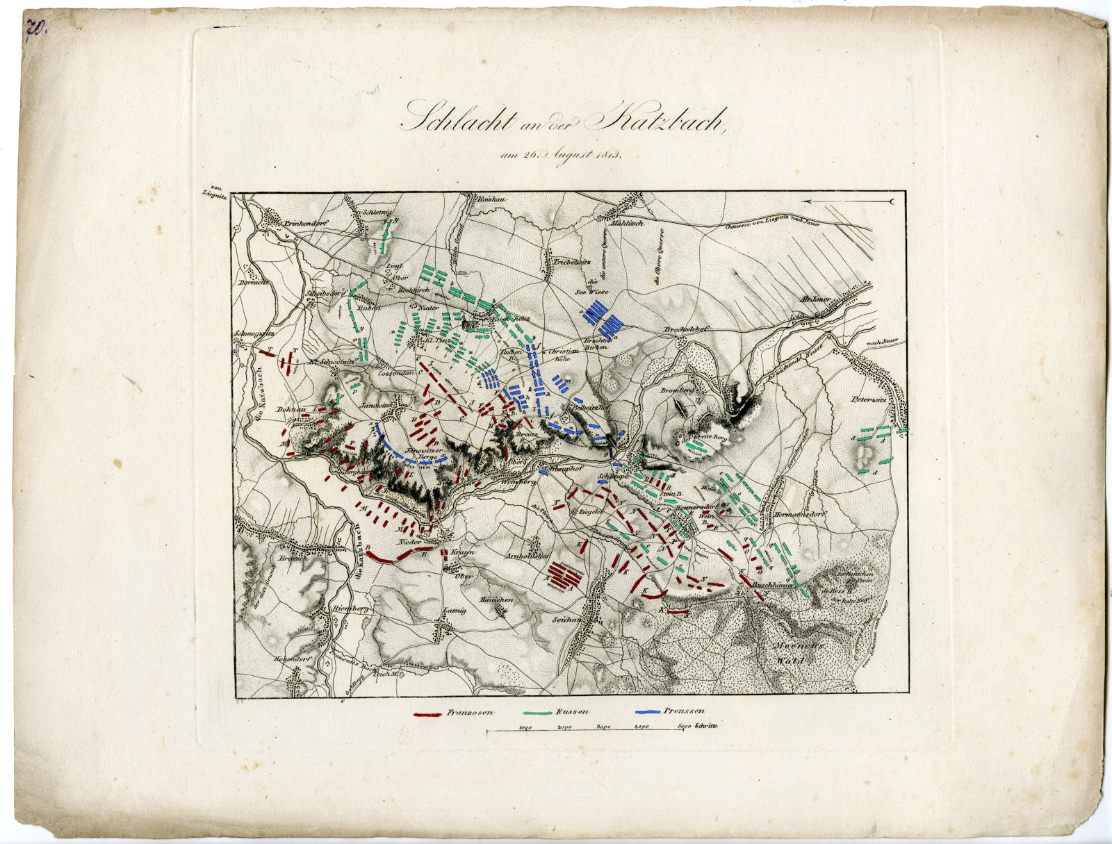 Pco 21755 416x316 Antique Map-BATTLE OF THE KATZBACH-POLAND-Biller-von Rothenburg-1837 - Image 2