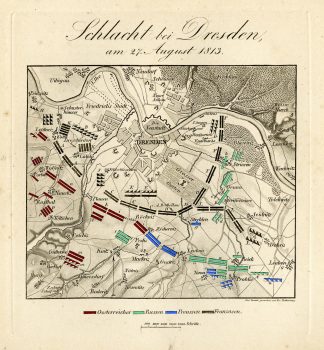 Antique Map-BATTLE OF DRESDEN-GERMANY-von Rothenburg-1837