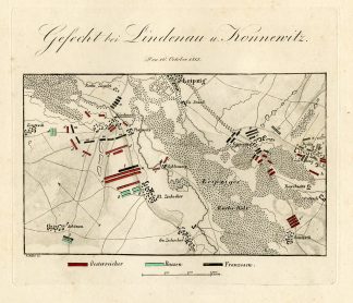 Antique Map-BATTLE OF LINDENAU-GERMANY-Biller-von Rothenburg-1837