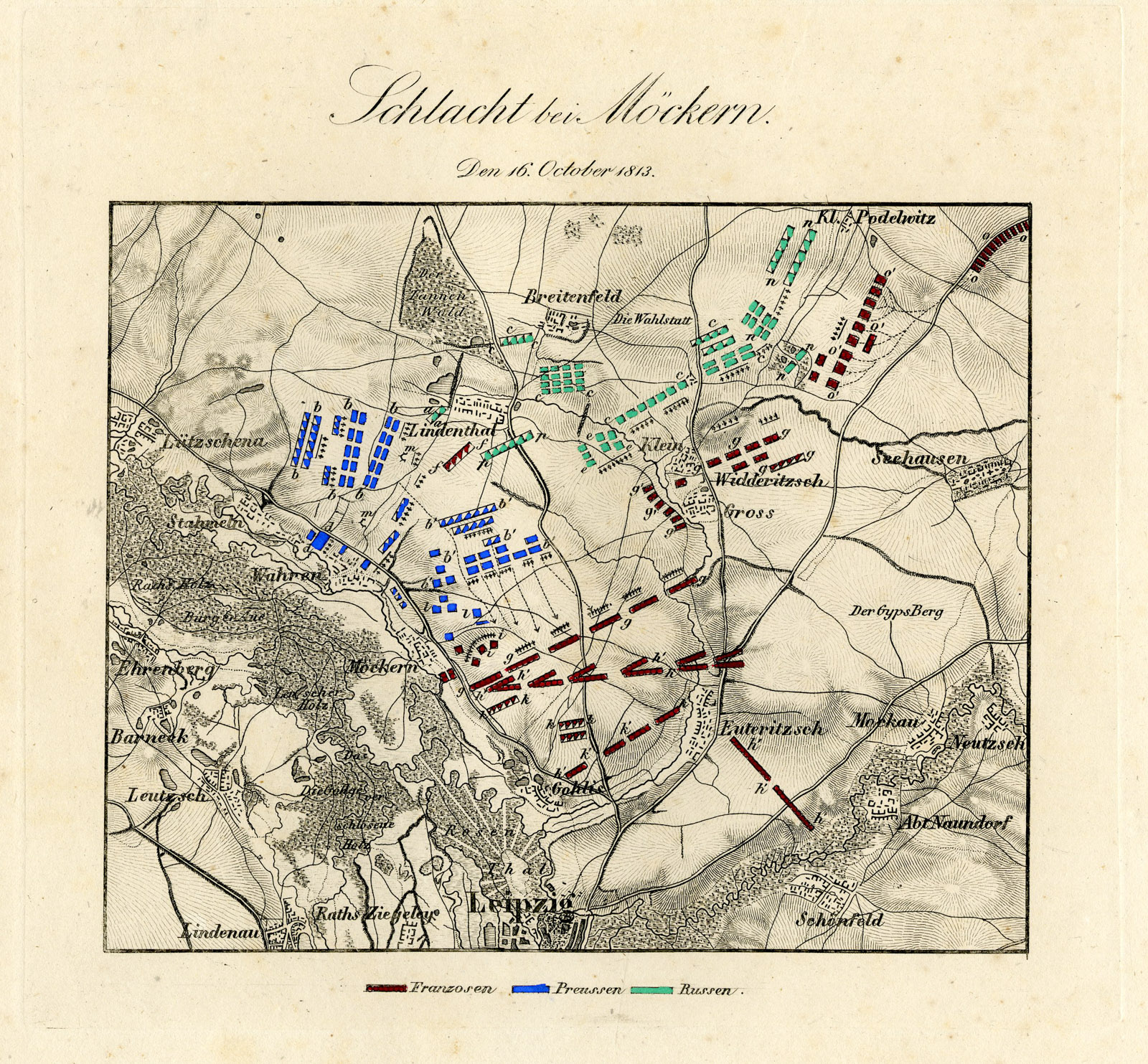 Pco 21780 416x386 Antique Map-BATTLE OF MOCKERN-GERMANY-von Rothenburg-1837