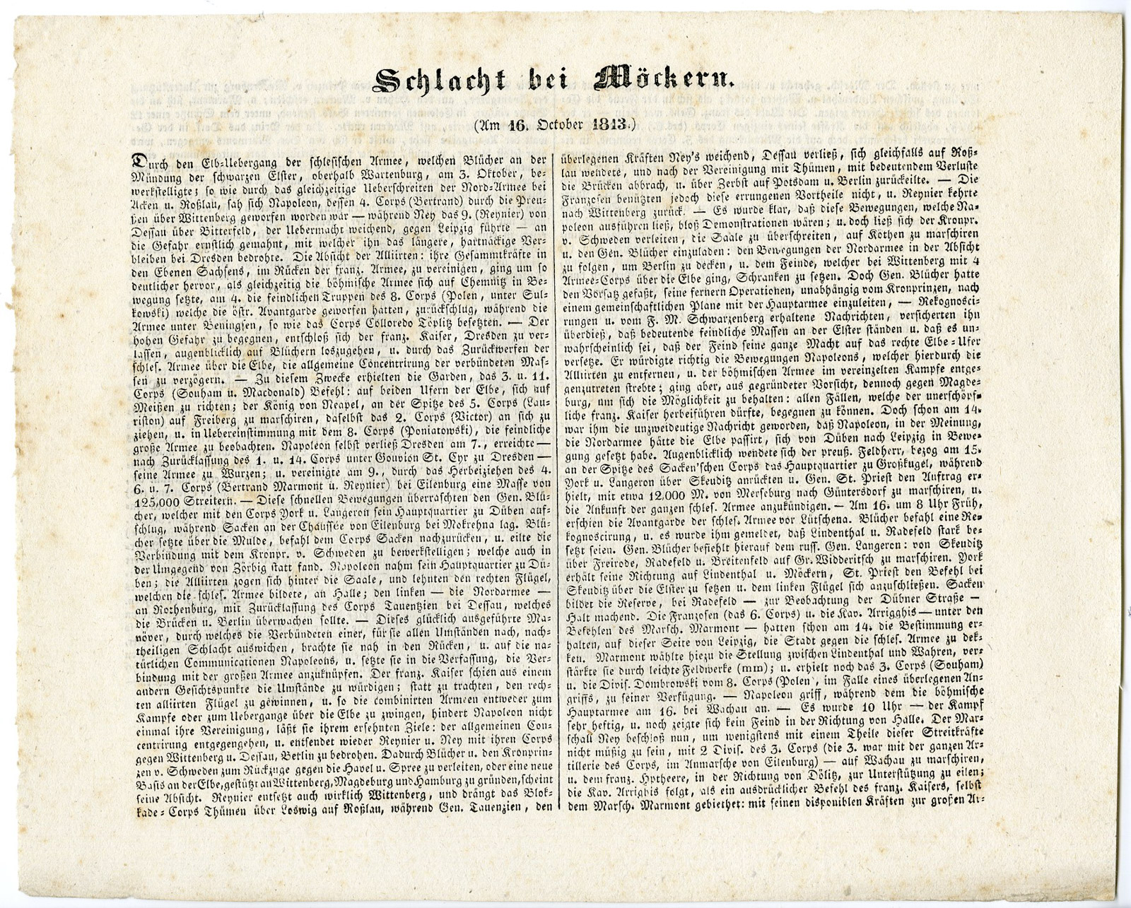 Pco 21782 416x334 Antique Map-BATTLE OF MOCKERN-GERMANY-von Rothenburg-1837 - Image 3