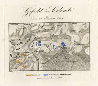 Antique Map-BATTLE OF COLOMBE-FRANCE-Biller-von Rothenburg-1837