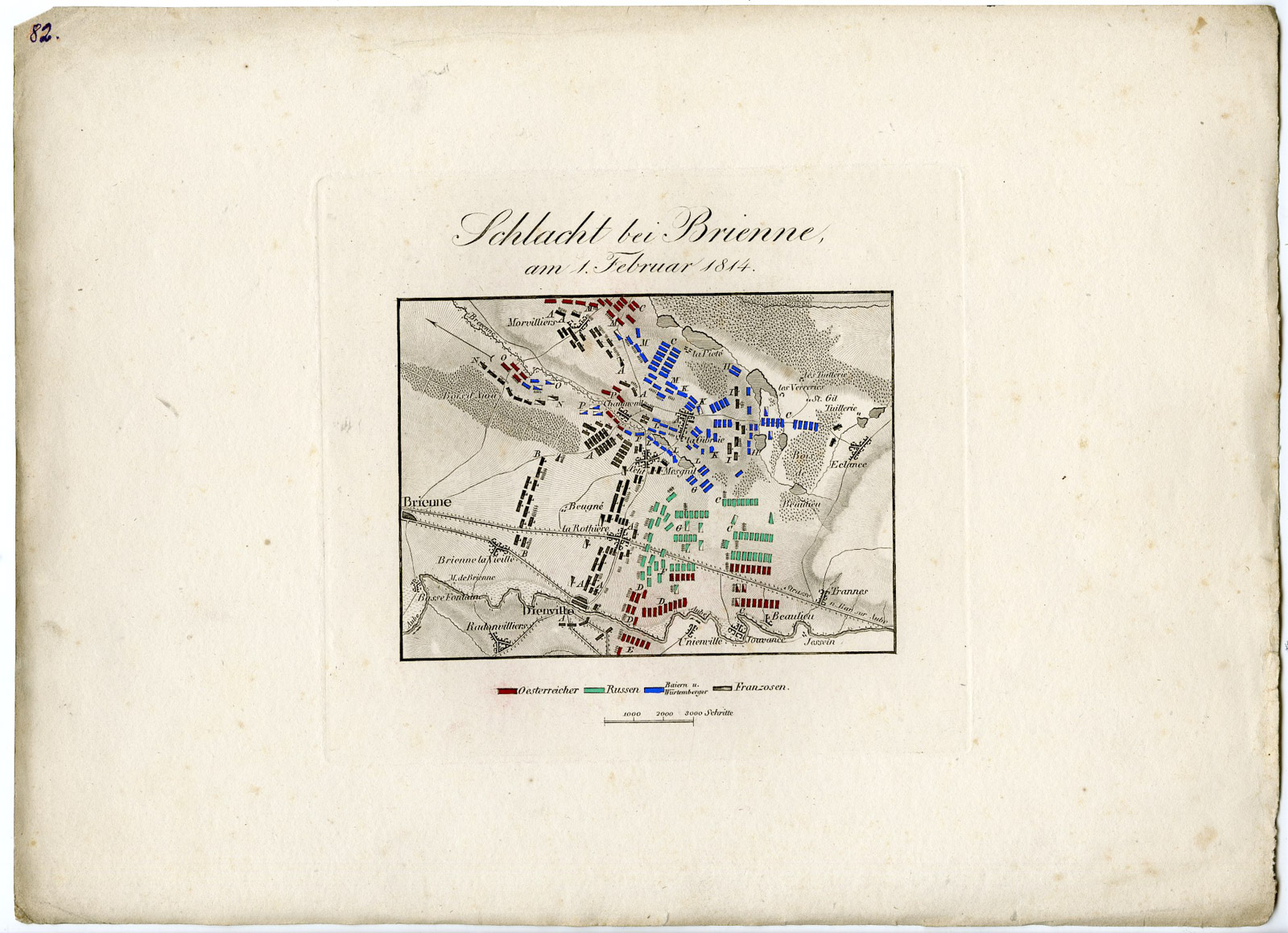 , Antique Map-BATTLE OF BRIENNE-FRANCE-von Rothenburg-1837, Pictura Antique Prints