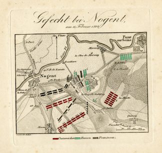 Antique Map-BATTLE OF NOGENT-FRANCE-Biller-von Rothenburg-1837