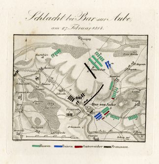 Antique Map-BATTLE OF BAR SUR AUBE-FRANCE-Biller-von Rothenburg-1837