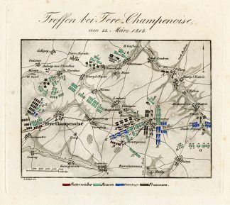 Antique Map-BATTLE OF FERE CHAMPENOISE-FRANCE-Biller-von Rothenburg-1837