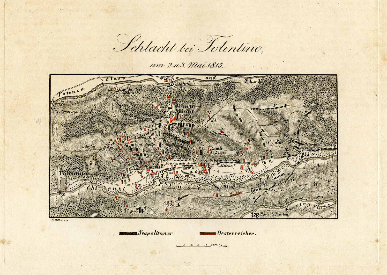 Pco 21833 416x296 Antique Map-BATTLE OF TOLENTINO-ITALY-Biller-von Rothenburg-1837