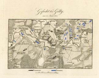 Antique Map-BATTLE OF GILLY-WATERLOO-BELGIUM-Biller-von Rothenburg-1837