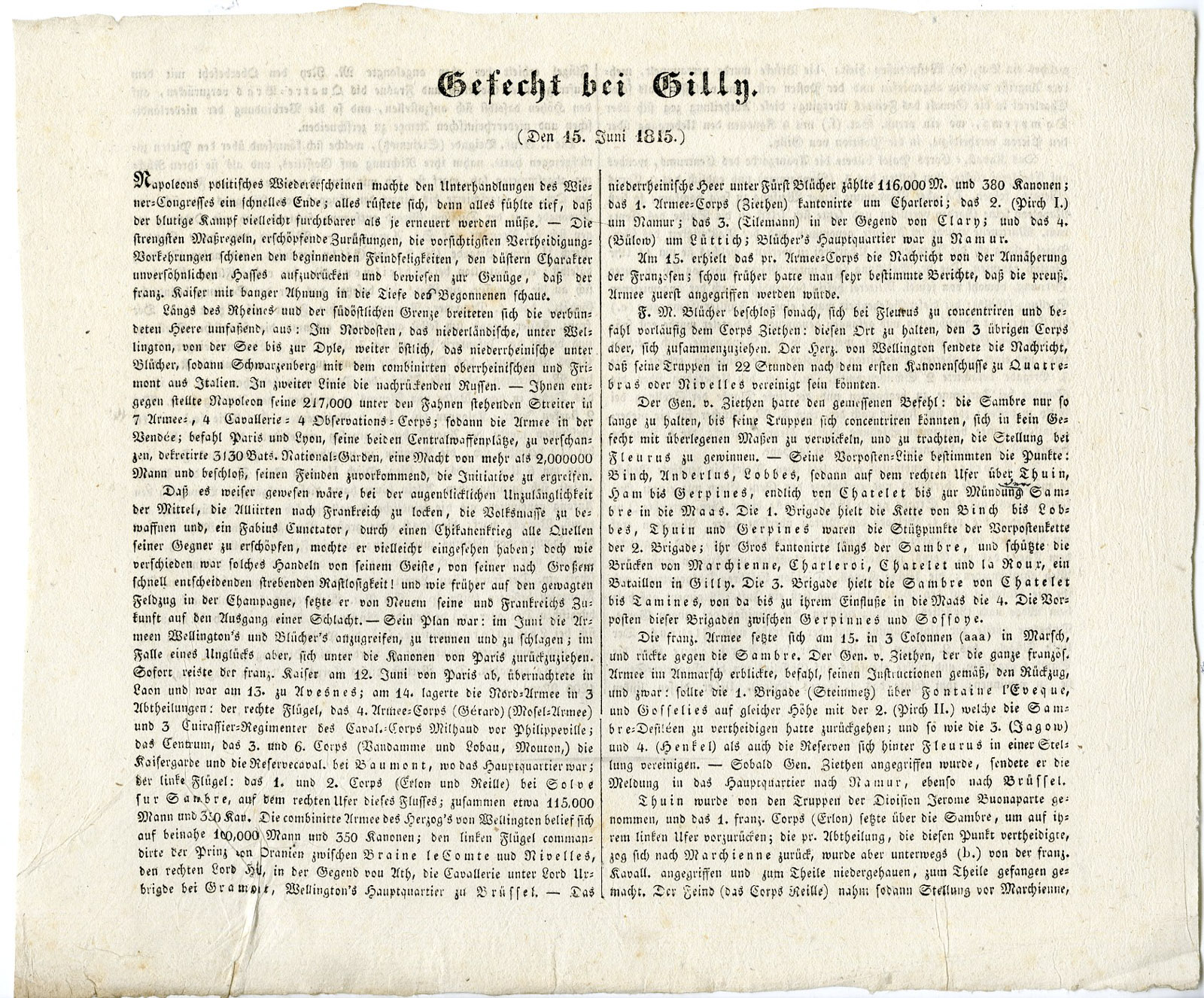 Antique Map-BATTLE OF GILLY-WATERLOO-BELGIUM-Biller-von Rothenburg-1837 - Image 3