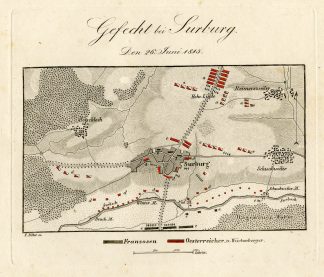 Antique Map-BATTLE OF SURBOURG-FRANCE-Biller-von Rothenburg-1837