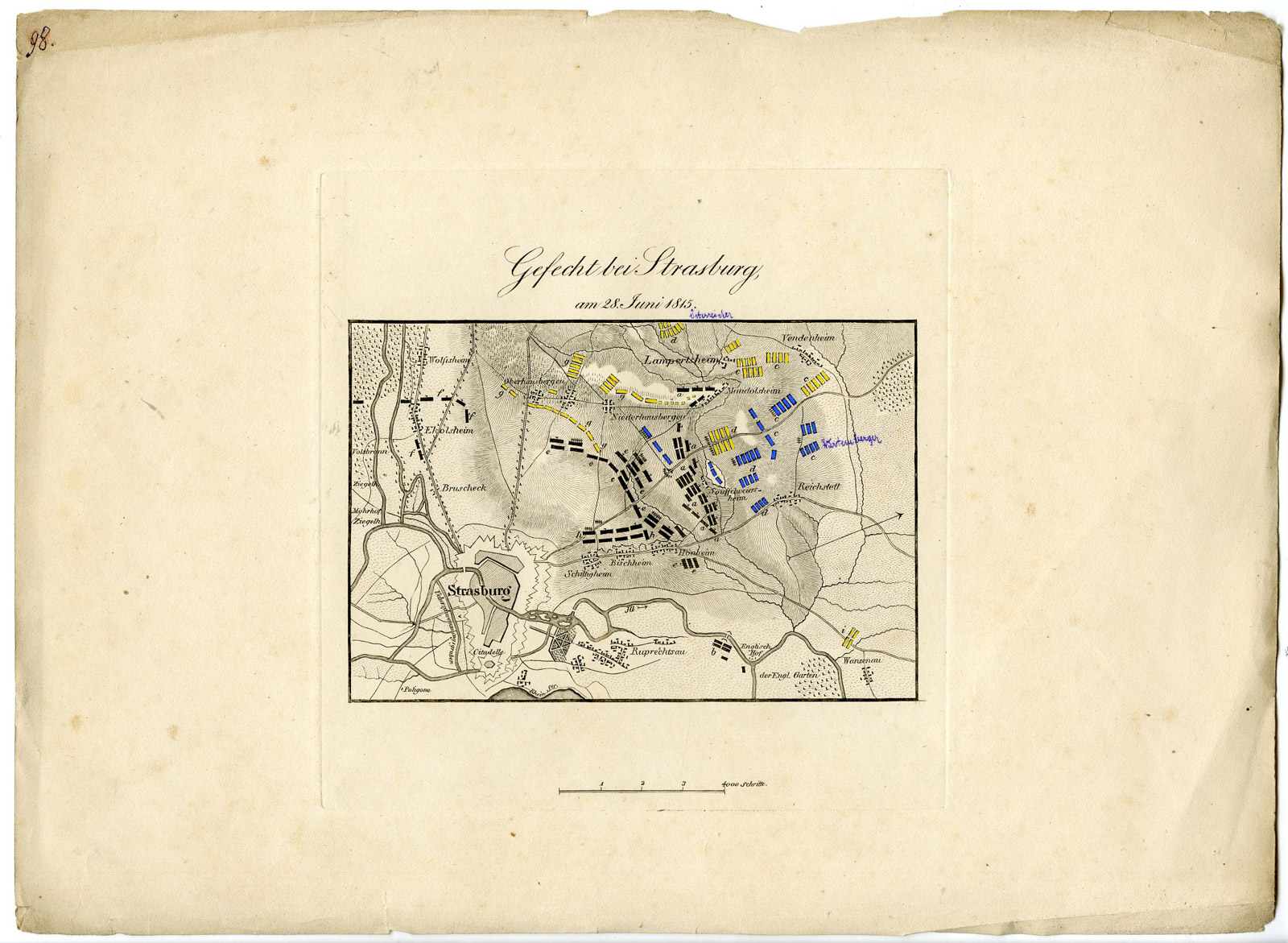 Antique Map-BATTLE OF STRASBOURG-FRANCE-von Rothenburg-1837 - Image 2