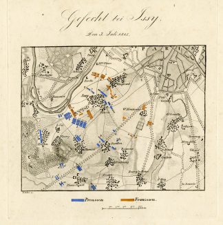 Antique Map-BATTLE OF ISSY-FRANCE-Biller-von Rothenburg-1837