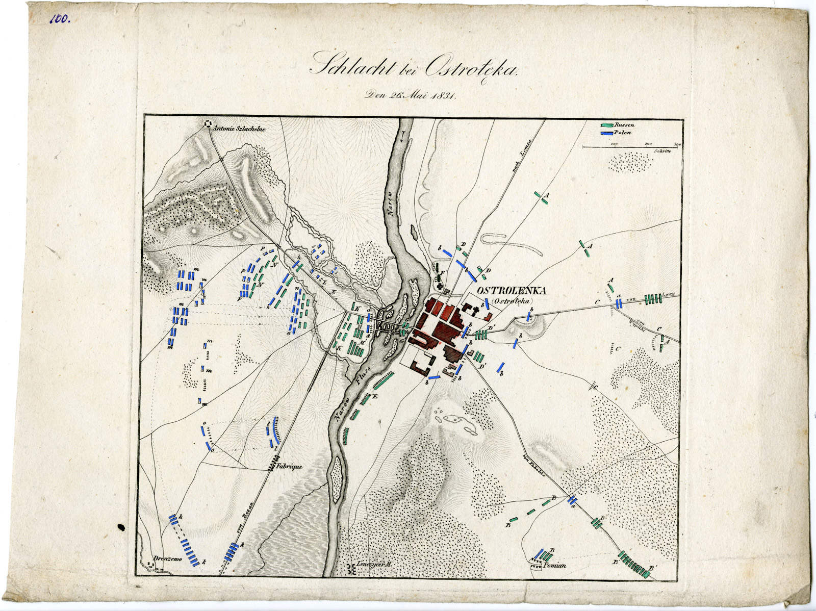Pco 21867 416x311 Antique Map-BATTLE OF OSTROLEKA-POLAND-von Rothenburg-1837 - Image 2