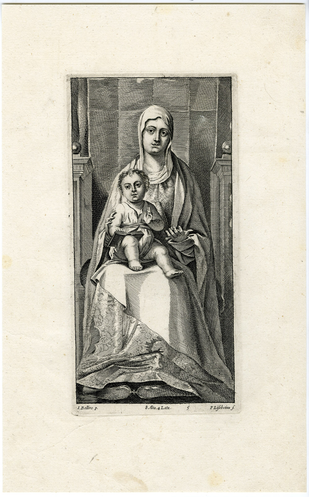 , Antique Print-MARY-JESUS CHRIST-BOOK-PL. 5-Lisebetten-Bellini-Teniers-1673, Pictura Antique Prints