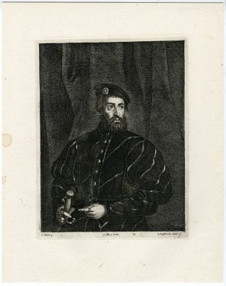 Antique Print-BEARDED MAN-PORTRAIT-PL. 83-Vorsterman-Titian-Teniers-1673