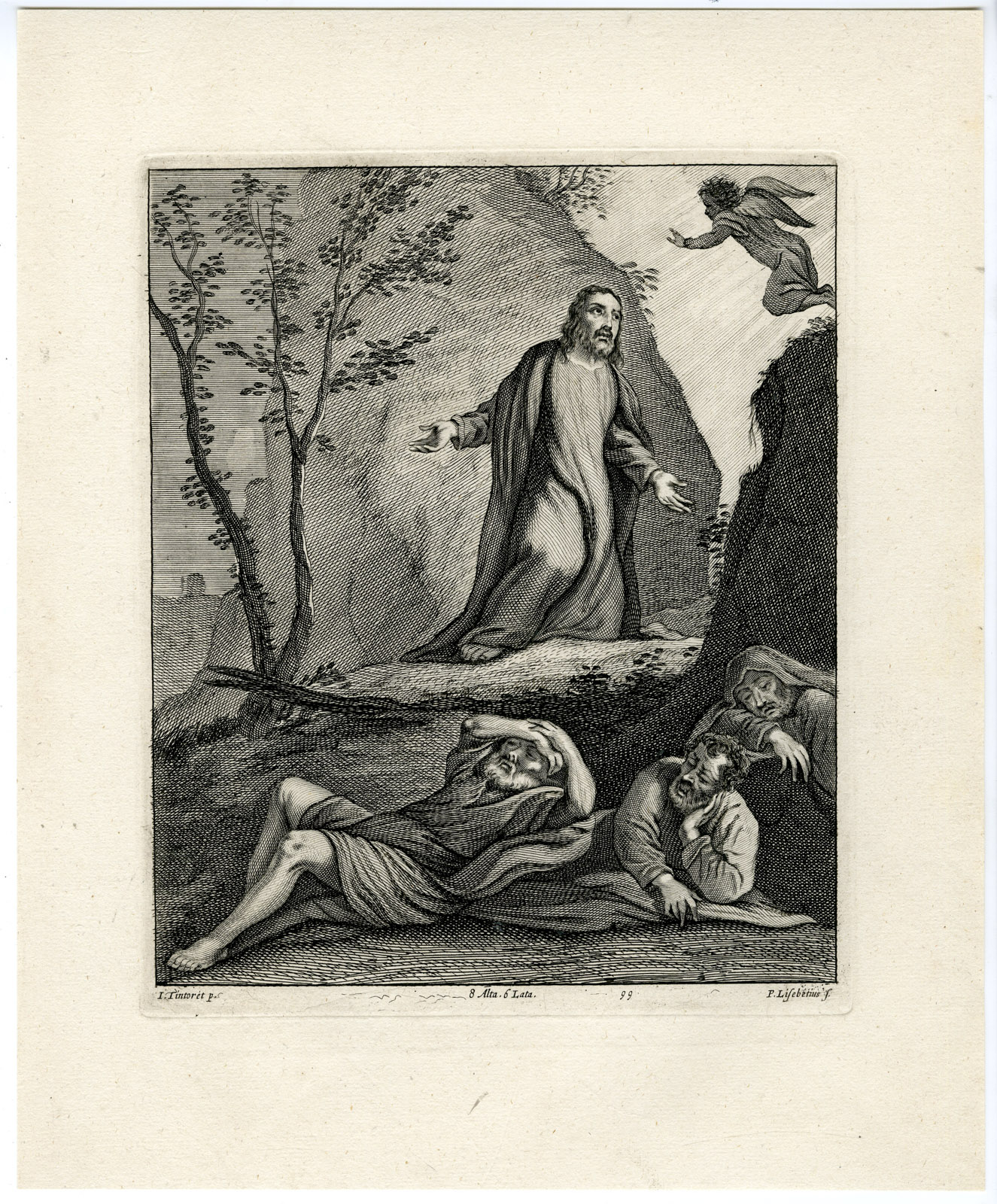 , Antique Print-GARDEN OF GETHSEMANE-PL. 99-van Lisebetten-Tintoretto-Teniers-1673, Pictura Antique Prints