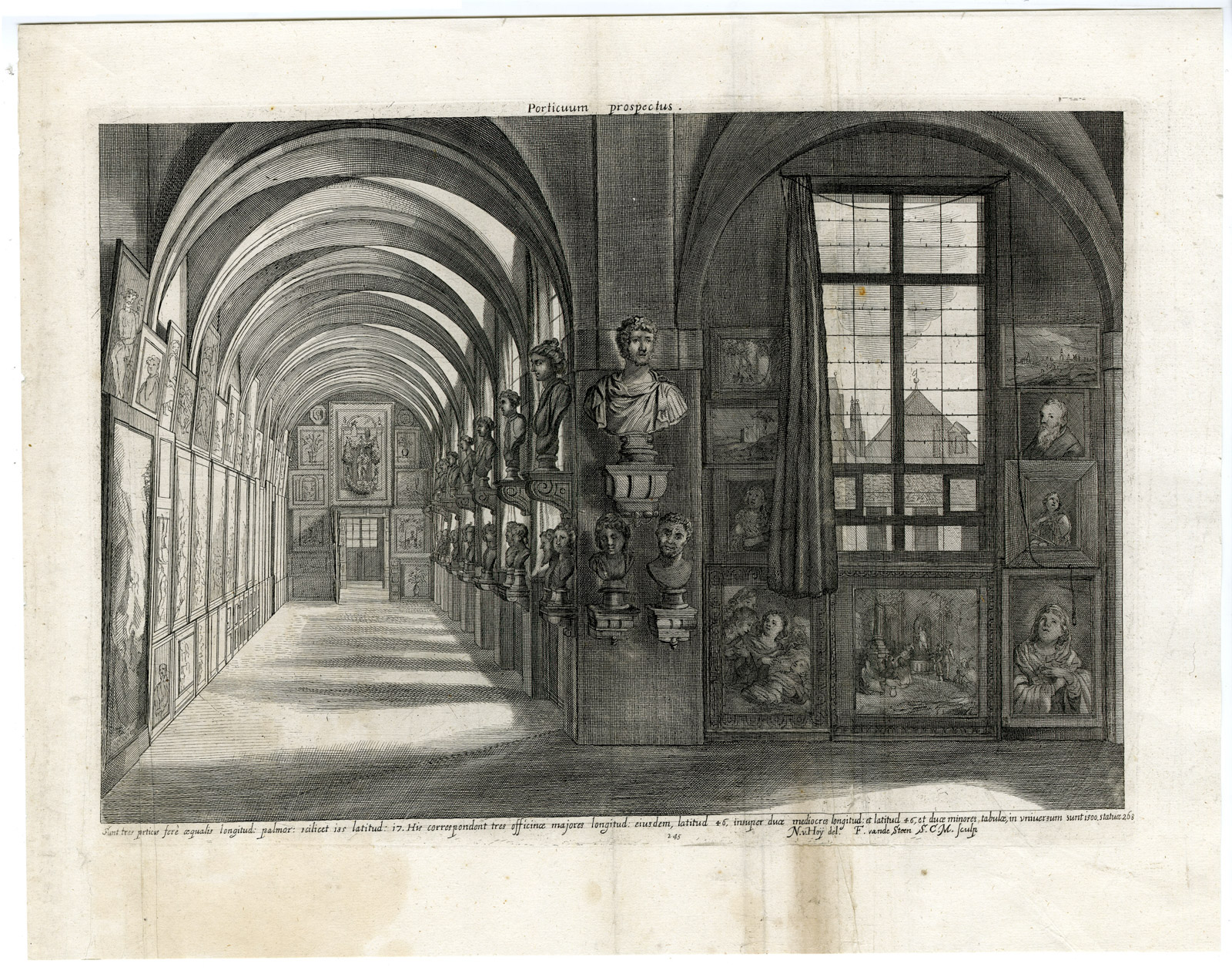 , Antique Print-PICTURE GALLERY-STALLBURG-VIENNA-PL.245-Steen-van Hoy-Teniers-1673, Pictura Antique Prints