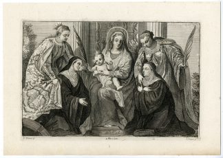 Antique Print-MADONNA-CHILD-SAINTS-PL. 121-van Troyen-Veronese-Teniers-1673