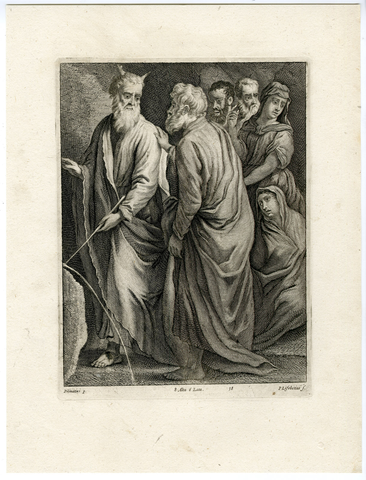 , Antique Print-MOSES-AARON-ROCK-PL. 38-van Lisebetten-Primaticcio-Teniers-1673, Pictura Antique Prints