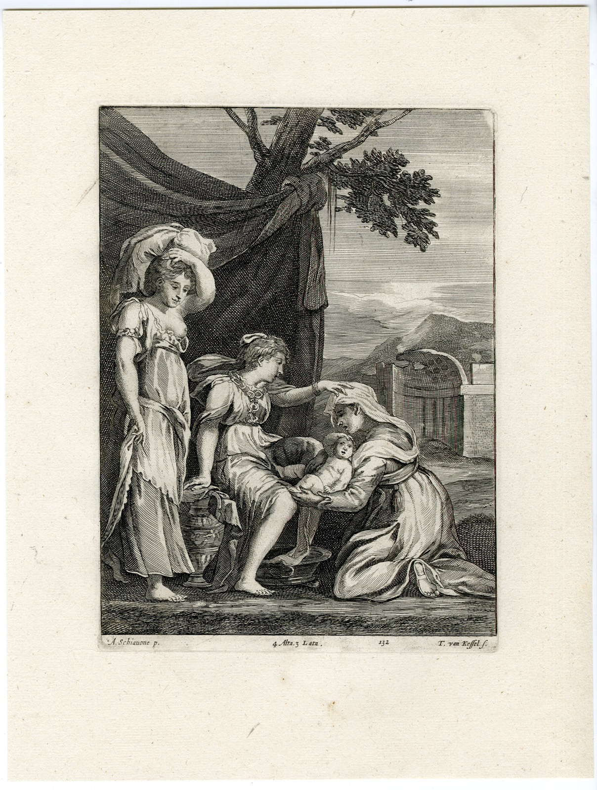 , Antique Print-JUPITER-BIRTH-RHEA-PL. 132-van Kessel-Meldolla-Teniers-1673, Pictura Antique Prints