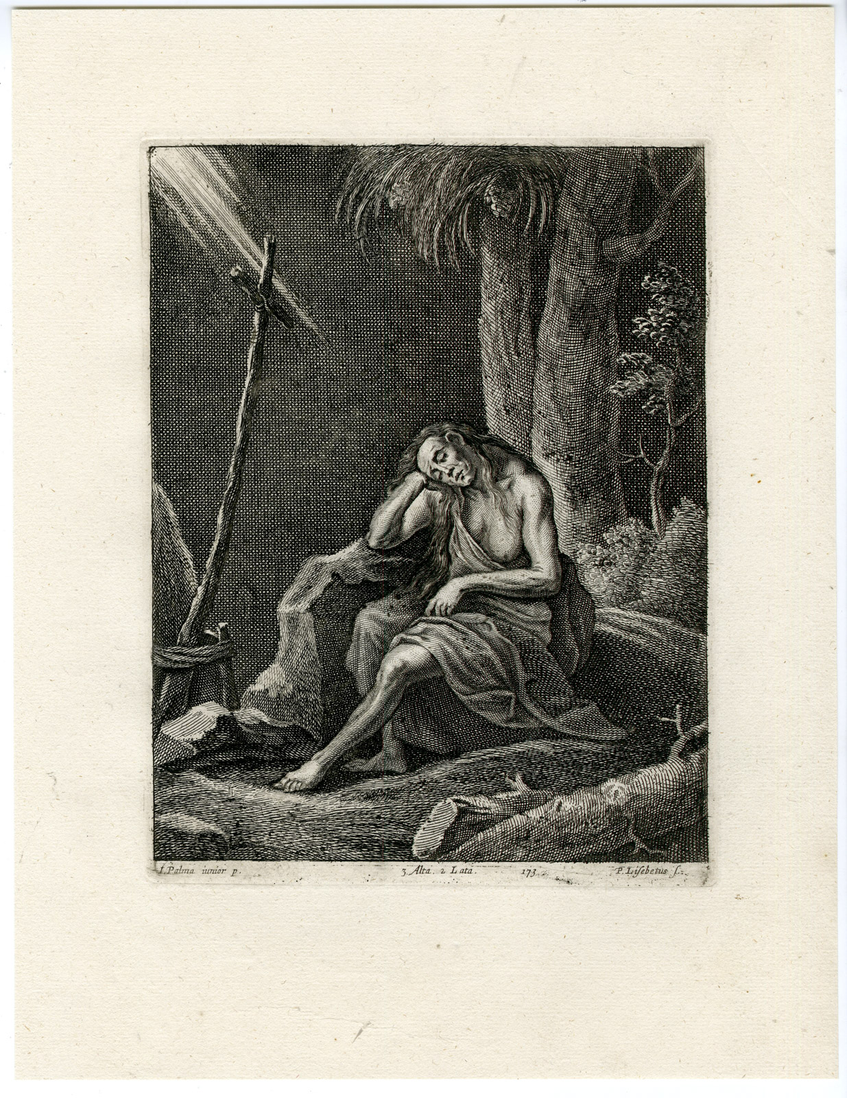 , Antique Print-MARY MAGDALENE-WILDERNESS-PL. 173-Lisebetten-Giovane-Teniers-1673, Pictura Antique Prints
