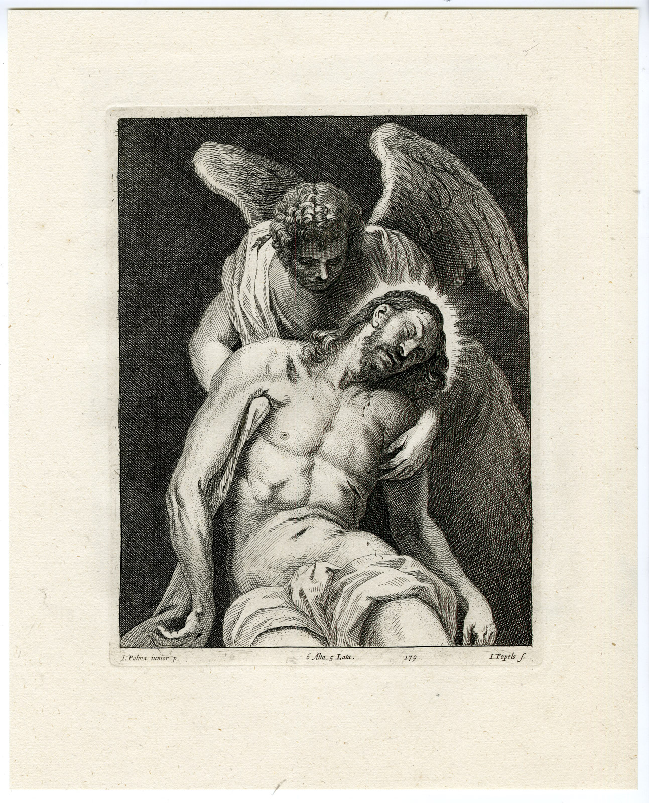 , Antique Print-BODY OF CHRIST-ANGEL-PL. 179-Popels-Giovane-Teniers-1673, Pictura Antique Prints