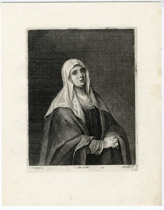 Antique Print-VIRGIN MARY IN MOURNING-PL. 239-van Troyen-Varotari-Teniers-1673