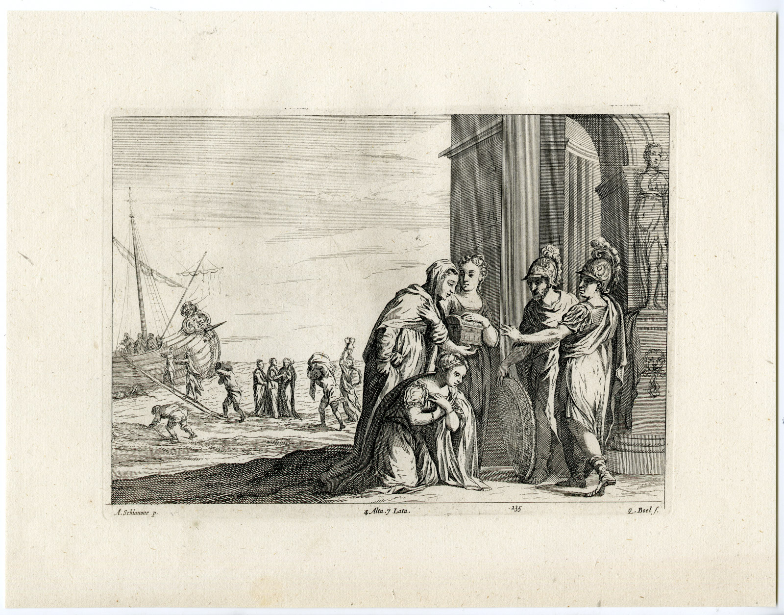 , Antique Print-DIDO AND AENEAS-PL. 156-Boel-Meldolla-Teniers-1673, Pictura Antique Prints