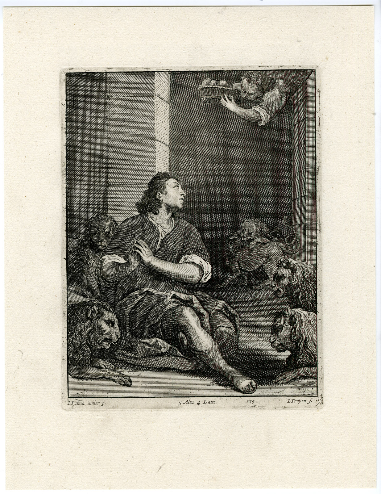 , Antique Print-DANIEL IN LION’S DEN-PL. 175-van Troyen-Giovane-Teniers-1673, Pictura Antique Prints