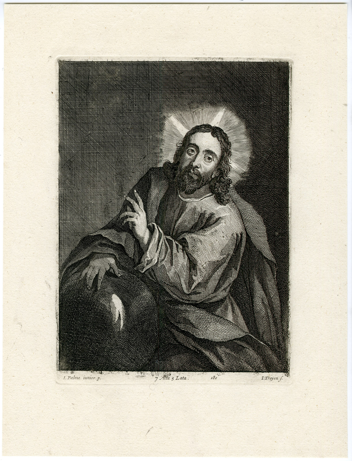 , Antique Print-JESUS CHRIST-BLESSING-PL. 180-van Troyen-Palma-Teniers-1673, Pictura Antique Prints