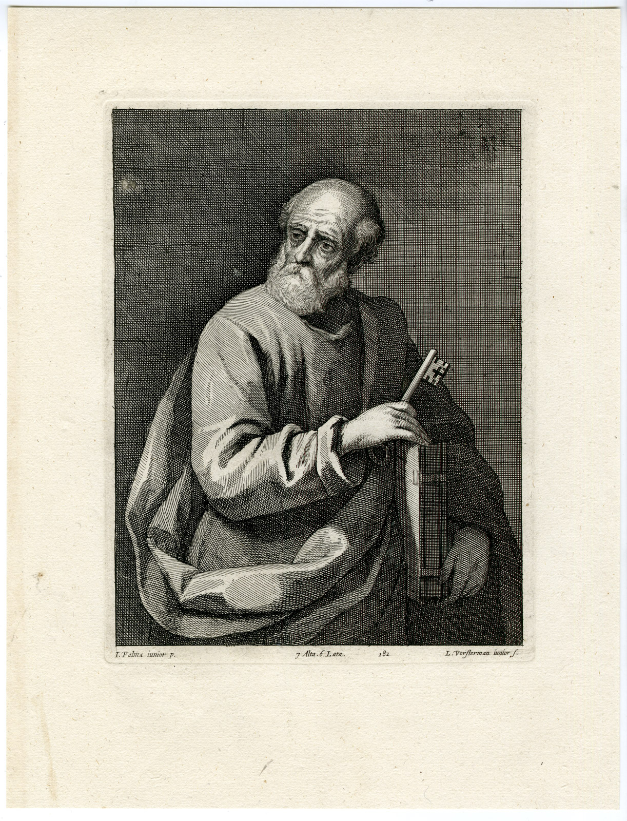 , Antique Print-SAINT PETER-PL. 181-Vorsterman-Palma-Teniers-1673, Pictura Antique Prints