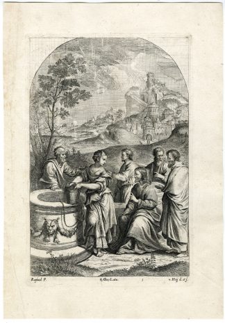 Antique Print-CHRIST-WELL-WOMAN-SAMARIA-PL. 3-van Hoy-Raphael-Teniers-1673