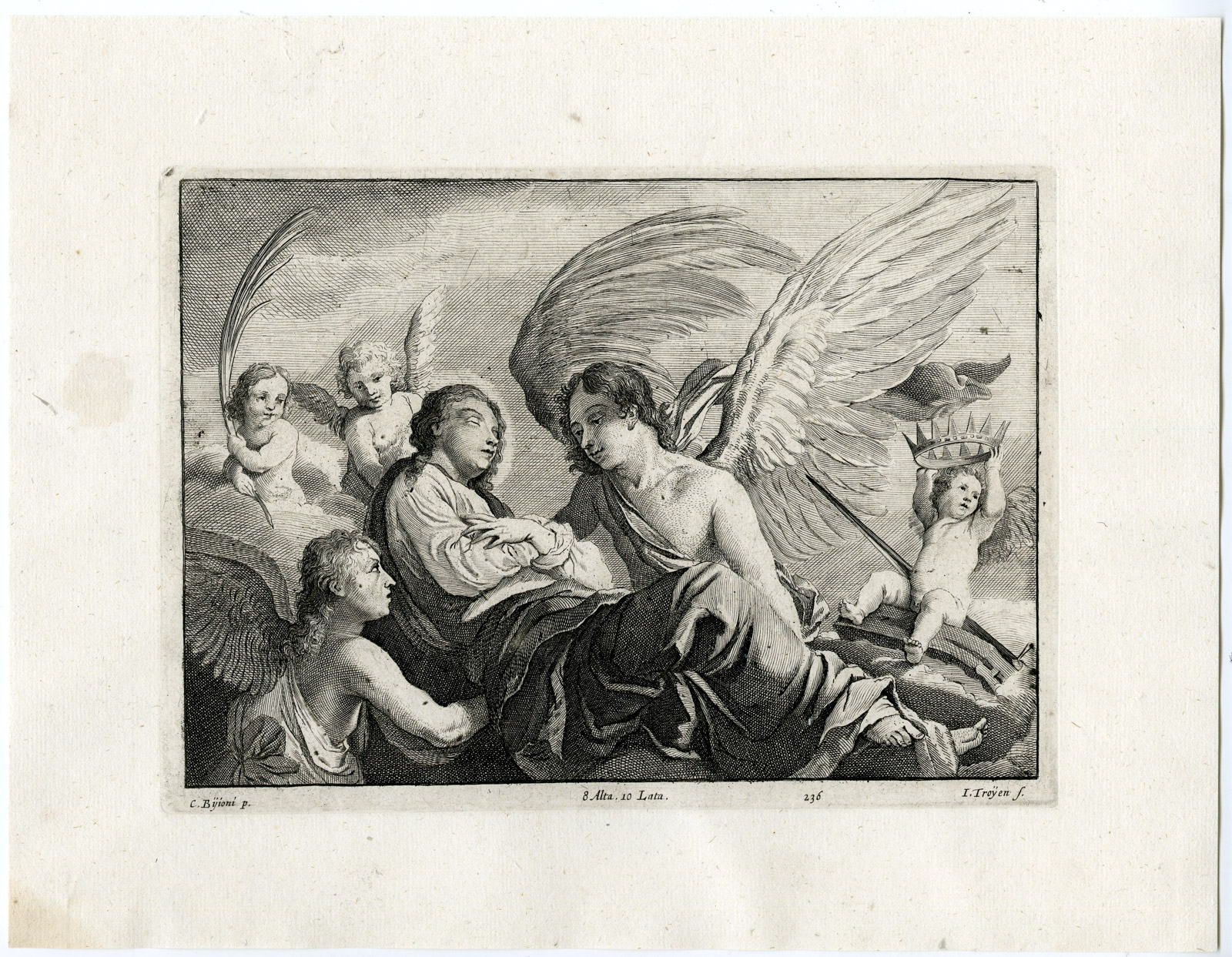 , Antique Print-ASCENSION-SAINT CATHERINE-PL. 236-van Troyen-Baglione-Teniers-1673, Pictura Antique Prints