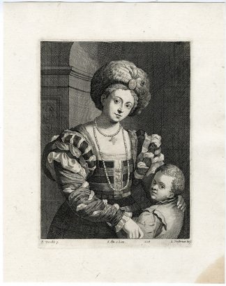 Antique Print-LADY-BOY-PORTRAIT-PL. 224-Vorsterman-Palma-Teniers-1673