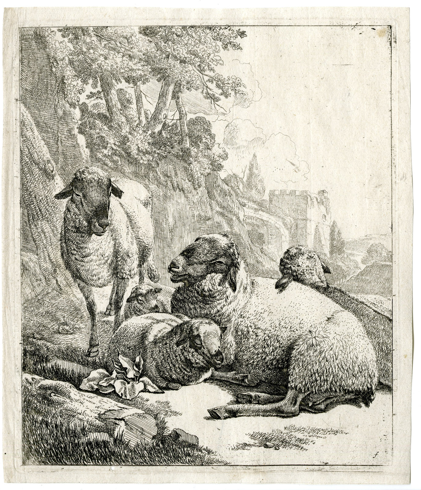 , 8 Antique Prints-Beest-Boekje-Johann Heinrich Roos-c.1668-1670, Pictura Antique Prints