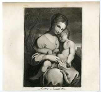 Antique Master Print-VIRGIN MARY-JESUS-CHILD-Coelemans-after Correggio-1767