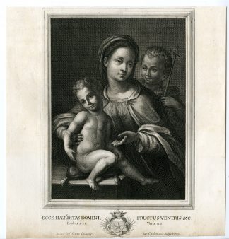 Antique Master Print-VIRGIN MARY-JESUS-ST. JOHN BAPTIST-Coelemans-del Sarto-1767
