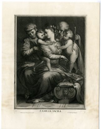 Antique Master Print-HOLY  FAMILY-JOHN THE BAPTIST-Coelemans-Parmigianino-1767