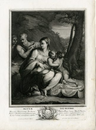 Antique Master Print-HOLY FAMILY-JOHN THE BAPTIST-Coelemans-Parmigianino-1767