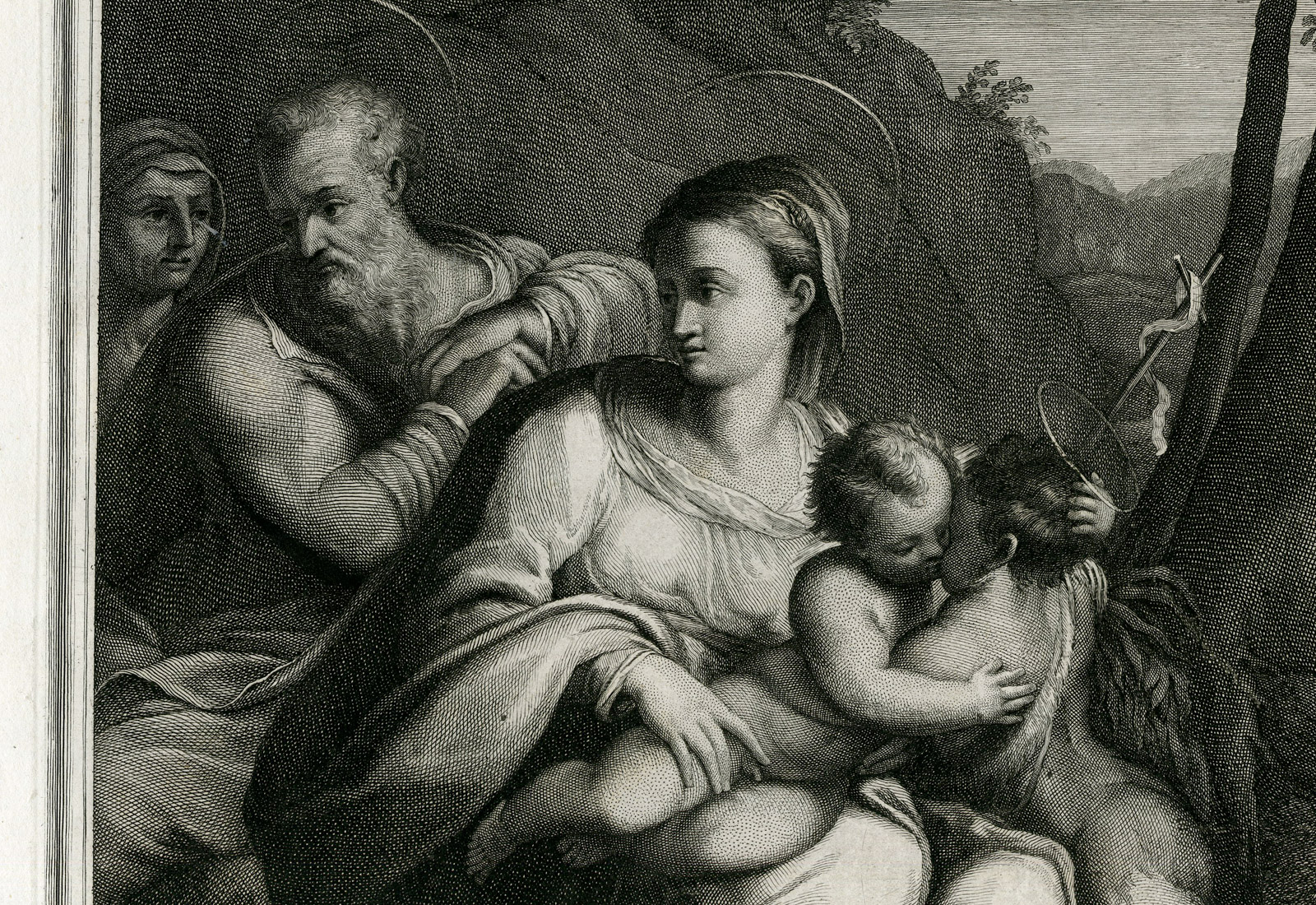 Antique Master Print-HOLY FAMILY-JOHN THE BAPTIST-Coelemans-Parmigianino-1767 - Image 2