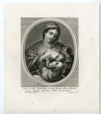 Antique Master Print-MARY-JESUS-BREASTFEEDING-Coelemans-after Carracci-1767