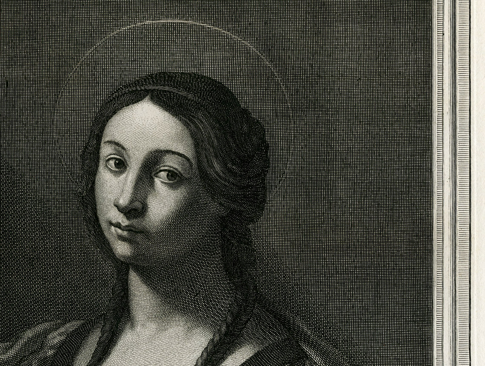 , Antique Master Print-SAINT CECILIA-PATRON MUSIC-Coelemans-Reni-1767, Pictura Antique Prints