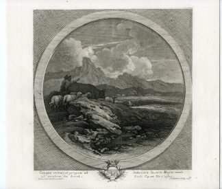 Antique Master Print-MOSES LEADING THE FLOCK-DESERT-Coelemans-Castiglione-1767