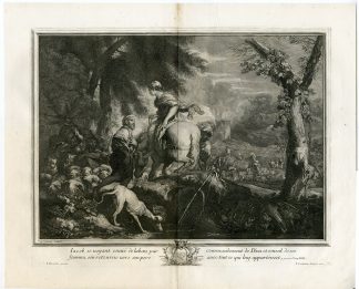 Antique Master Print-JACOB RETURNING TO FATHER-Coelemans-Castiglione-1767