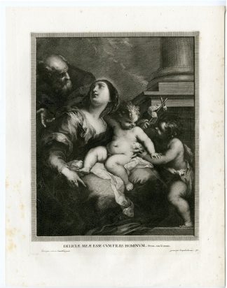 Antique Master Print-HOLY FAMILY-JOHN THE BAPTIST-Coelemans-Castelli-1767