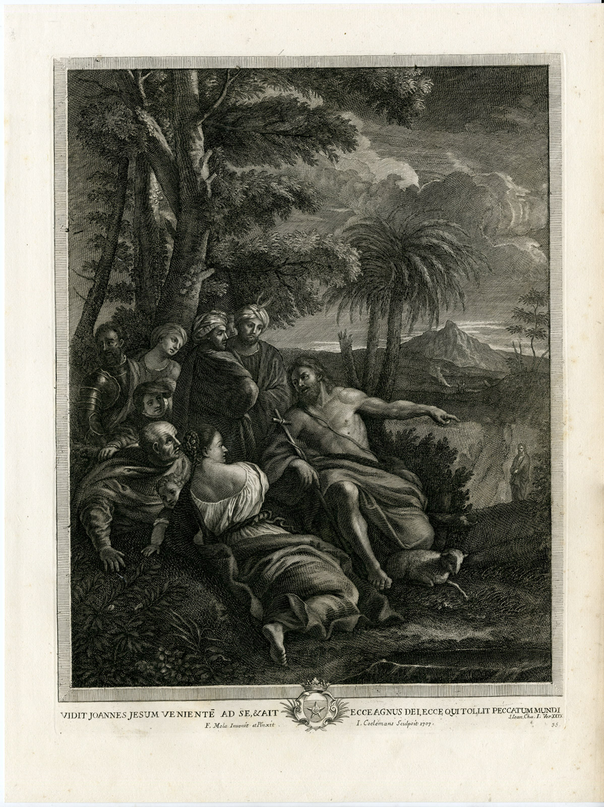 , Antique Master Print-SAINT JOHN THE BAPTIST-JESUS-MESSIAS-Coelemans-Mola-1767, Pictura Antique Prints