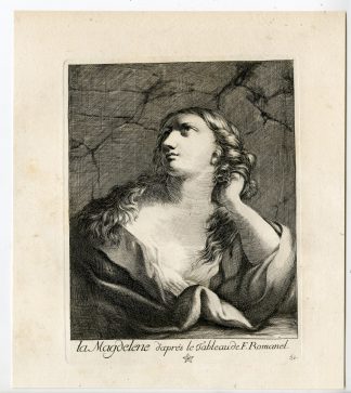 Antique Master Print-MARY MAGDALENE-PORTRAIT-Coelemans-Romanelle-1767