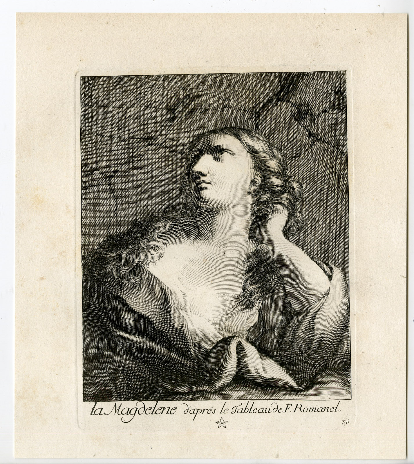, Antique Master Print-MARY MAGDALENE-PORTRAIT-Coelemans-Romanelle-1767, Pictura Antique Prints