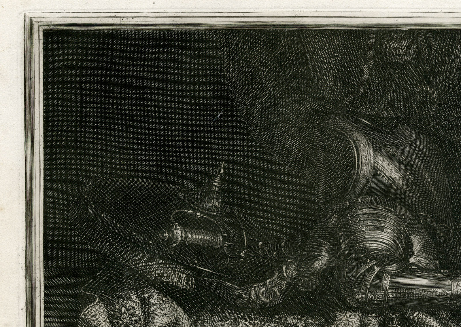 , Antique Master Print-STILL LIFE-ARMOUR-HELMET-STEEL-METAL-Coelemans-Maltese-1767, Pictura Antique Prints